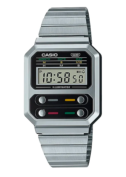 CASIO A100WE-1A Retro Silver Watch